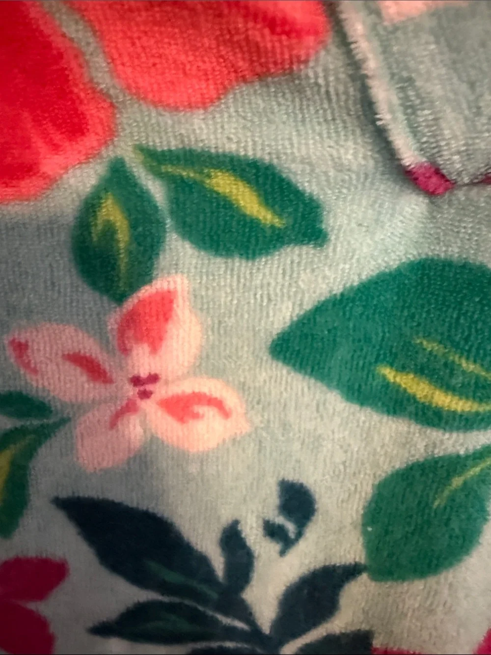 Lands' End Terry Teal Floral Hooded Girls' Swim Coverup